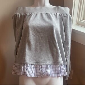 AFTER MARKET off the shoulder sweatshirt with ruffle hem
